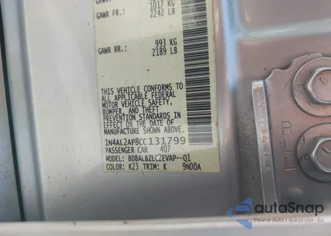 2012 Nissan Altima 2.5 S z USA, uszkodzony, nr VIN 1N4AL2AP8CC131799